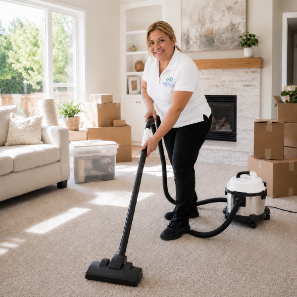 Cleaner deep cleaning a carpet with out maid services in Riverview